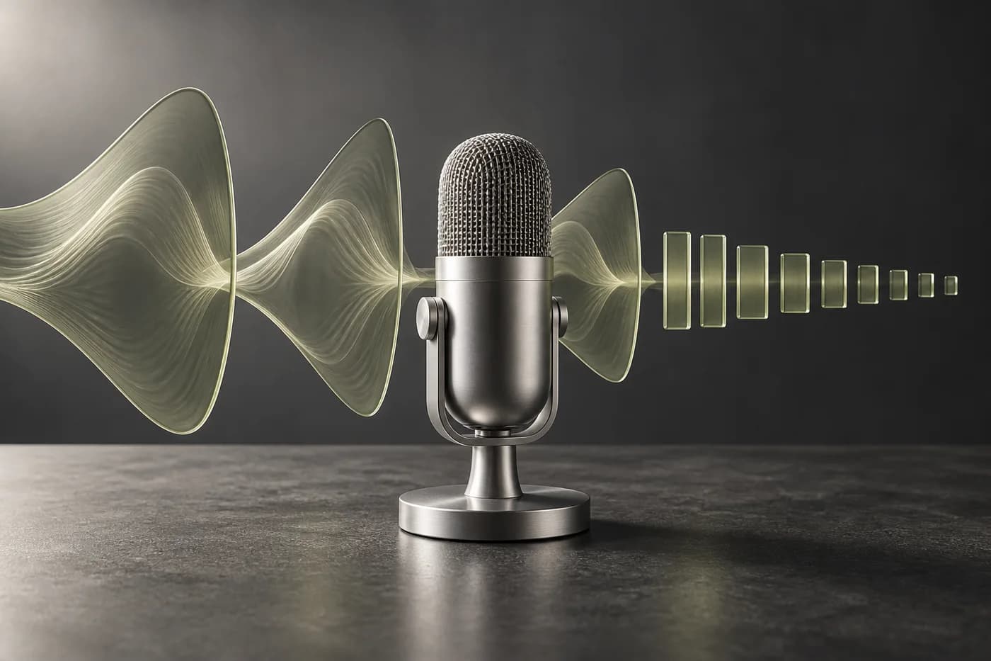 Microphone and structured acoustic waves illustrating voice AI